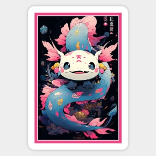 Cute Axolotl Anime Art Design | Cute Animals | Axolotl Hentaii Chibi Kawaii Design Sticker